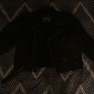Black, leather jacket for sale it will keep you warm and it is heavy
